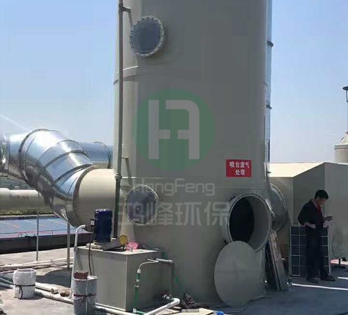 Water spraying exhaust gas purifying tower